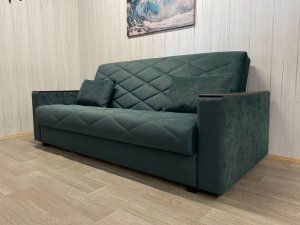 Диван Престиж-15 НПБ+МДФ, велюр Sensey bottle green в Лянторе - lyantor.magazin-mebel74.ru | фото