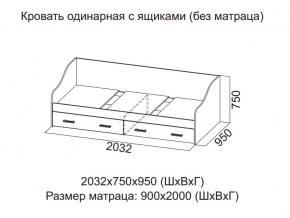 Кровать одинарная с ящиками (Без матраца 0,9*2,0) в Лянторе - lyantor.magazin-mebel74.ru | фото