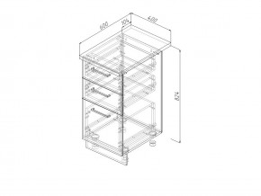 Н3Я 40 Модуль нижний Без Столешницы 3 ящика МН3Я 40 в Лянторе - lyantor.magazin-mebel74.ru | фото