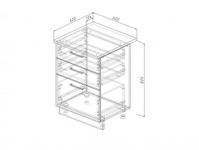 Н3Я 60 Модуль нижний Без Столешницы 3 ящика МН3Я 60 в Лянторе - lyantor.magazin-mebel74.ru | фото